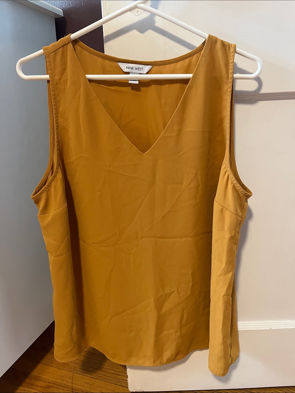 Nine West V-Neck Sleeveless Camisole in Mustard Yellow
